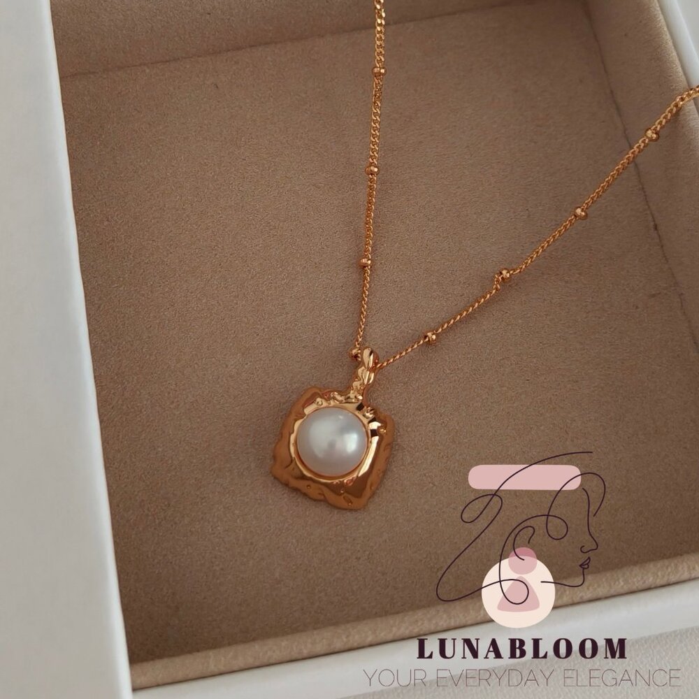 S925 Sterling Silver 18K Gold-Plated Natural Freshwater Pearl Pendant Necklace